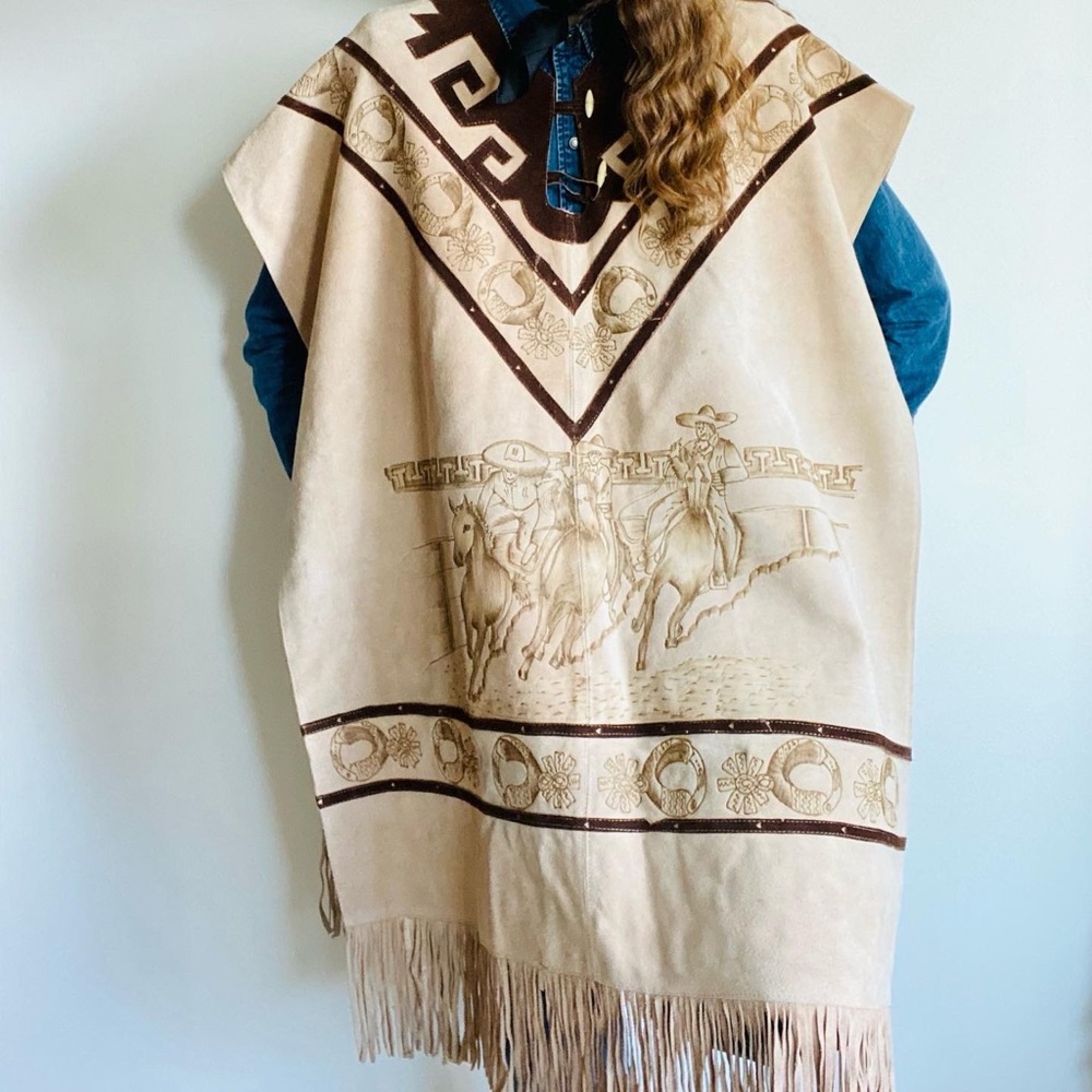 Vintage Suede Leather Mexican Gabán